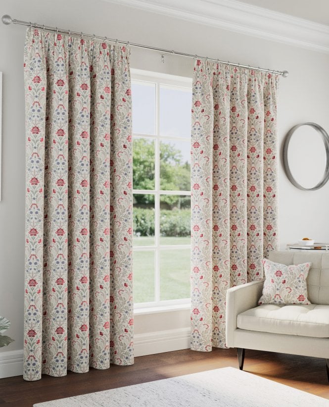 Enhanced Living Stanton 100% Blackout Floral Pencil Pleat Curtains