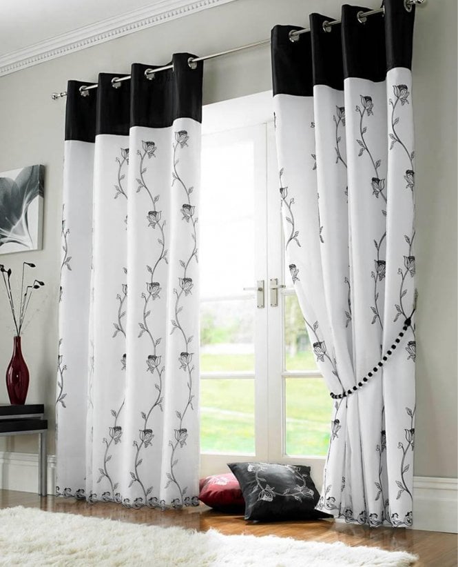 Tahiti Lined Embroidered Eyelet Curtains