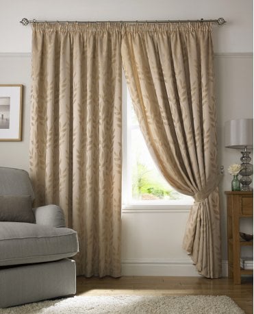 Tivoli Latte Lined Pencil Pleat Curtains