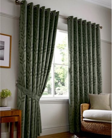 Tivoli Sage Lined Eyelet Curtains