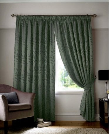 Tivoli Sage Lined Pencil Pleat Curtains