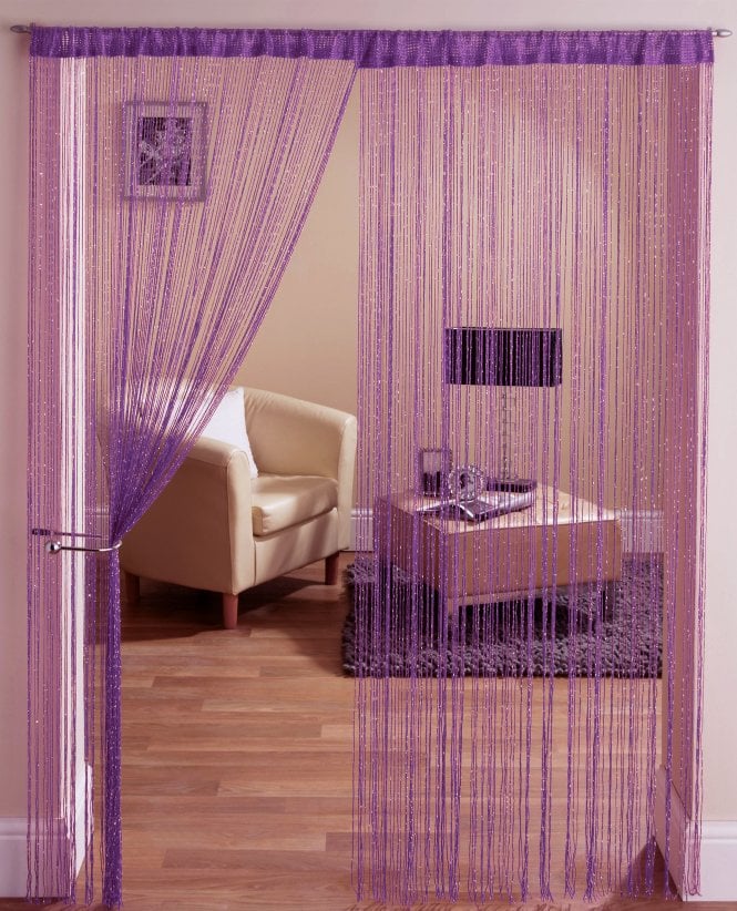 Tyrone Glam String Slot Top Curtain Panel - 90 x 200cm drop