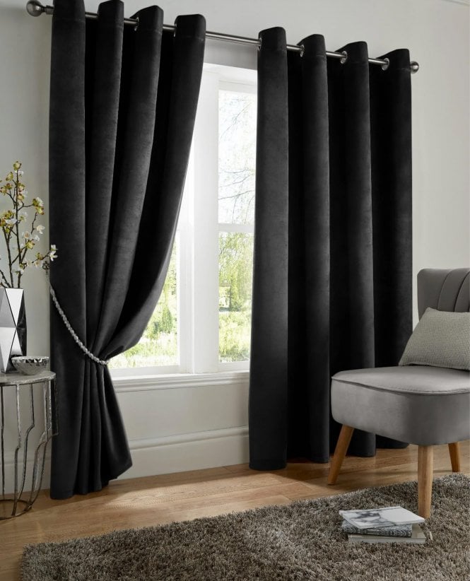 Velvet Blackout Eyelet Curtains