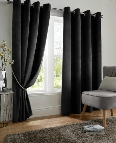 Velvet Blackout Eyelet Curtains