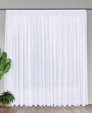 Wide Width Fine Stripe Voile Panel with Universal Tape - White