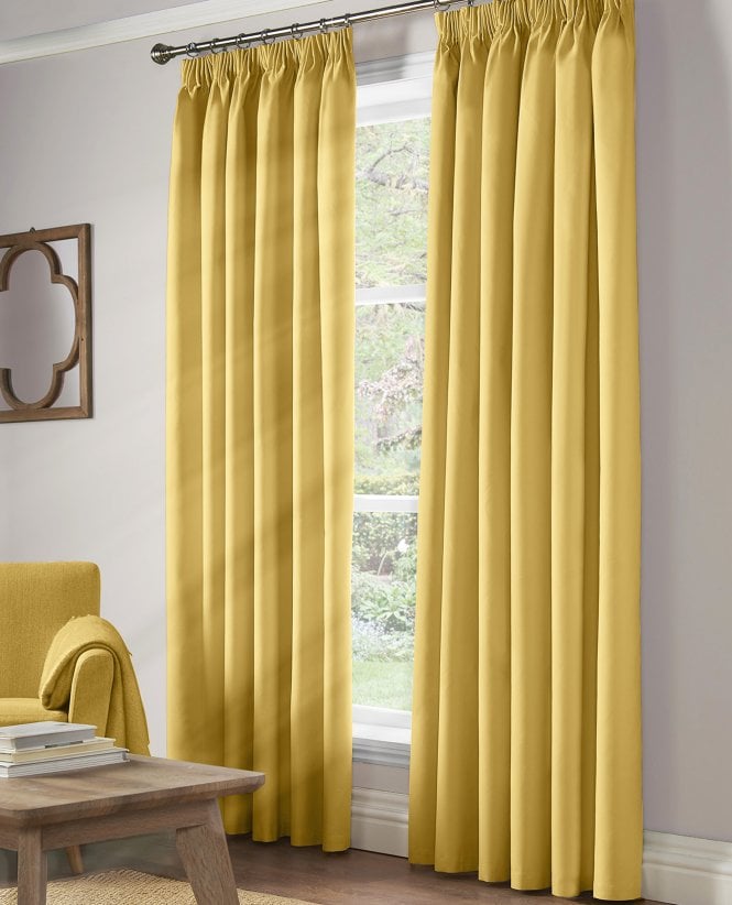 Yellow Nirvana 100% Blackout Pencil Pleat Curtains