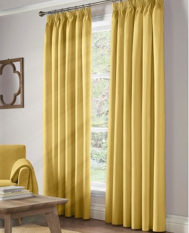Yellow Nirvana 100% Blackout Pencil Pleat Curtains