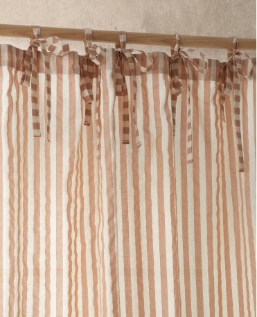 Pineapple Elephant Zanzibar Stripe Tie-Top Voile Curtain Panel